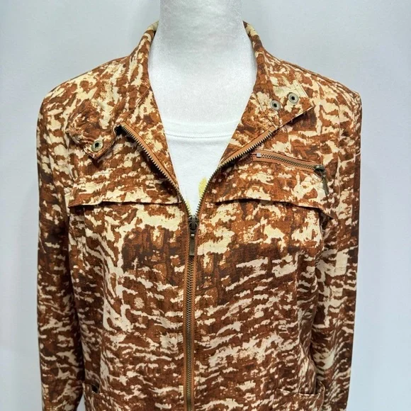 Chico’s 3 Piece Outfit Cropped Pants Cotton 3/4 Tee & Zip Front Jacket Size 1/M - Picture 7 of 15